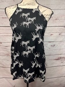 Old Navy Sleeveless Tank Top Black White Zebra Print Womens‎ Size Small